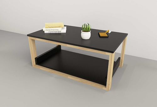 TABLES 2022 MESA CENTRAL RECT. Olmo/Negro 90X50X38