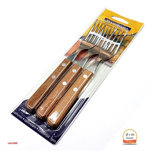 TRAMONTINA TRADICIONAL 22202/300 TENEDOR X3U   Madera