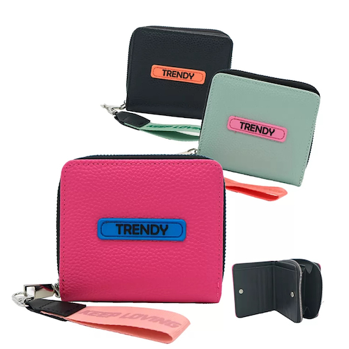 TRENDY 1-21329 BILLETERA NEGRA - AQUA - FUCSIA