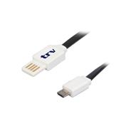 TRV CAB003-004 CABLE USB 2.0 a MICRO USB 1 m. Plano Negro-Blanco