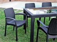 VOSS 2000 INDONESIA MESA JARDIN 1.50m. Rectangular Grafito Tipo Rattan c/Vidrio