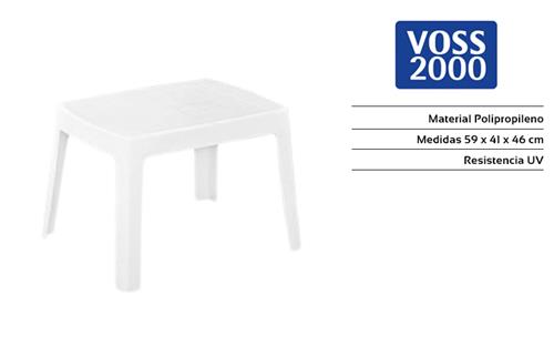 VOSS 2000 BAHAMAS MESA JARDIN 0.55m. Rectangular Blanca Patas Cortas Auxiliar