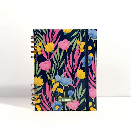 A LA PUPÉ Cuaderno 16 X 21 80 H. Rayado Serie Floreado - Con elastico