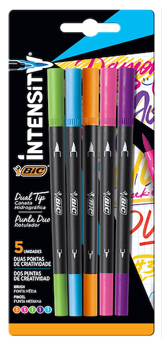 BIC Marcadores intensity x 5 Doble punta Marcador punta pincel y Microfibra