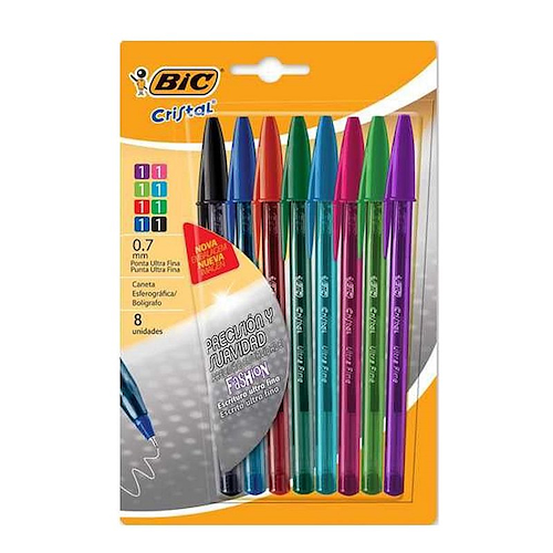 BIC Boligrafo Cristal Ultrafino x8 Escritura