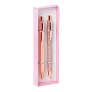 BRW Boligrafo Retractil metalicos x2 Caja de Presentación- BRILLANTE y ROSE GOLD