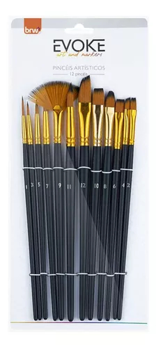 BRW Pinceles De Cabo Corto Redondeado Blister x 12 pinceles