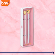BRW Boligrafo metalicos x2 heart corazon Caja de Presentación- blanco y rosa