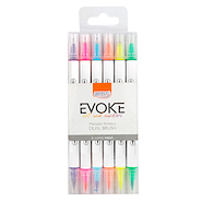 BRW Marcadores Dual Brush x 6 Fluo Punta pincel + Microfibra Punta 0.4 mm