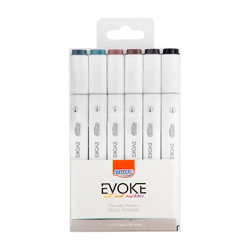 BRW Marcadores Dual marker Pro x 6 Colores Ceniza