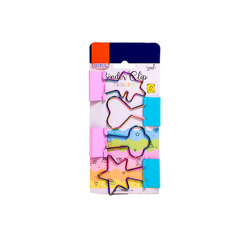 BRW Binder Clip Rainbow x 4 25mm blíster x4