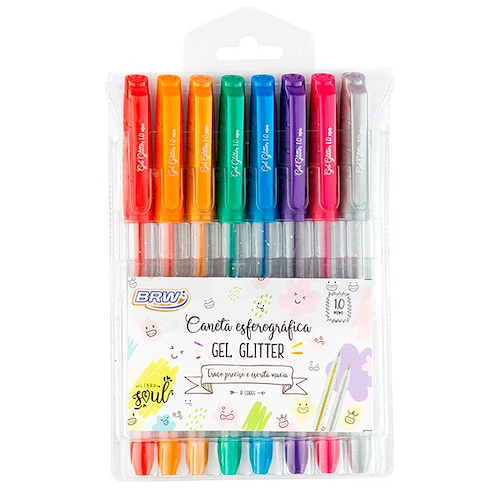 BRW Boligrafo Gel Glitter x 8 Punta 1 mm