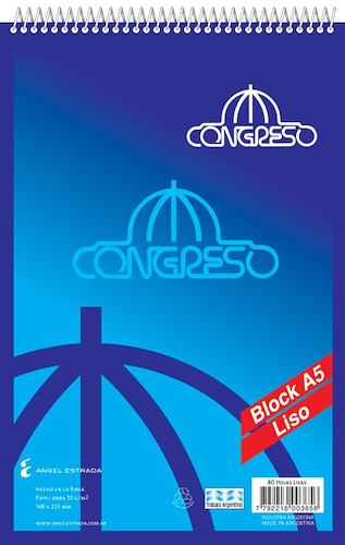 CONGRESO Block a5 Espiral Cuadriculado 80 hjs Block Espiral