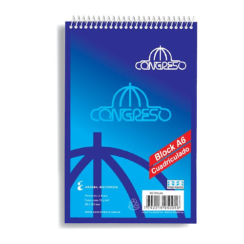 CONGRESO Block a6 Espiral Cuadriculado 80 hjs Block Espiral