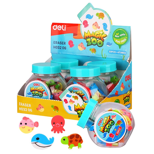 DELI Goma De Borrar Mini Zoo x 20 20 Mini Gomitas