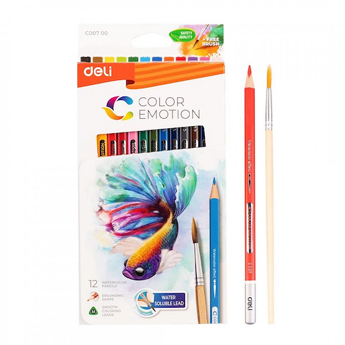 DELI Lapices  X 12 Acuarelables Escritura Escolar