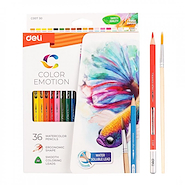 DELI Lapices  X 36 Acuarelables Escritura Escolar