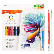 DELI Lapices  X 24 Acuarelables Escritura Escolar