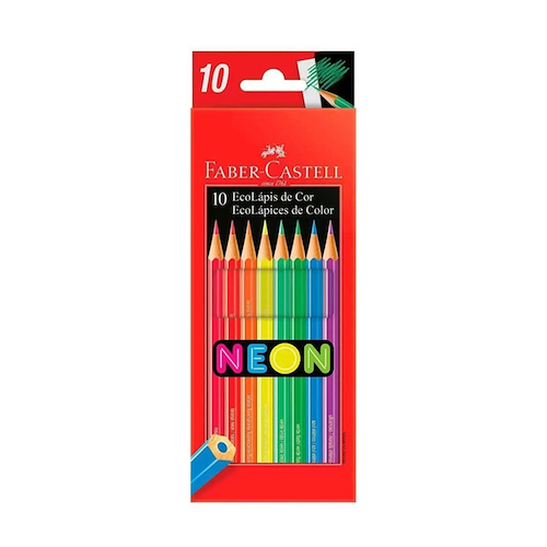 FABER CASTELL Lapices De Colores  X 10 Neon Escritura Escolar