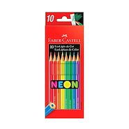 FABER CASTELL Lapices De Colores  X 10 Neon Escritura Escolar
