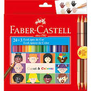 FABER CASTELL Lapices De Colores  X 24 + 6 Tonos Piel Escritura Escolar