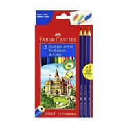 FABER CASTELL Lapices De Colores  X 12 + 3 lapices negros Escritura Escolar