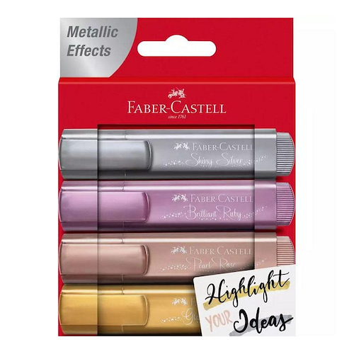 FABER CASTELL Resaltador Metalizado x 4 Escritura
