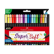 FABER CASTELL Marcadores Super Soft x 20 Punta Pincel / 6 Pastel