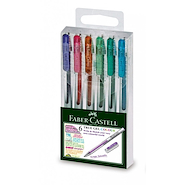 FABER CASTELL Boligrafo Gel Pack X 6 Glitter Escritura