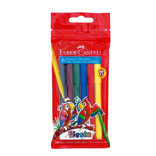 FABER CASTELL Marcadores X 6 Fiesta Escritura Escolar