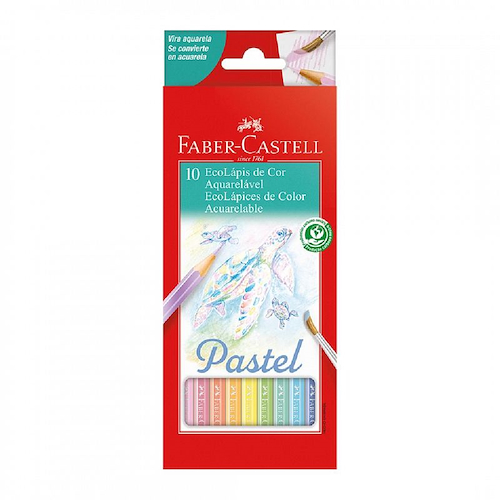 FABER CASTELL Lapices De Colores  X 10 Pastel Acuarelable Escritura Escolar