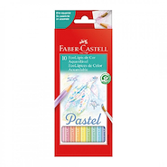 FABER CASTELL Lapices De Colores  X 10 Pastel Acuarelable Escritura Escolar