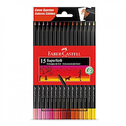 FABER CASTELL Lapices de Colores x 15 Super Soft Calidos Tonos Calidos