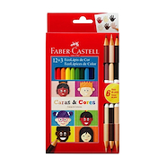 FABER CASTELL Lapices Caras y colores x12 + 3 Bicolor Escritura