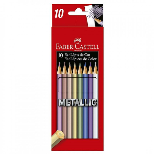 FABER CASTELL Lapices De Colores  X 10 Metallic Escritura Escolar