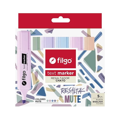FILGO TextMarker X 5 MUTE Resaltador chato 1-5 mm