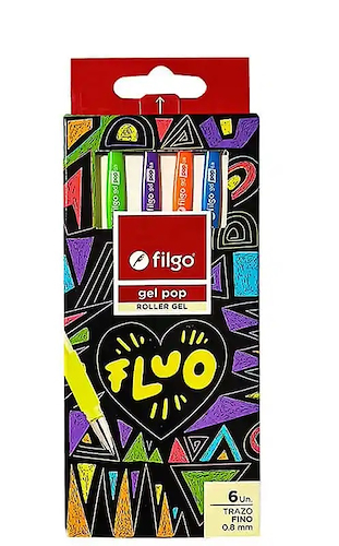 FILGO Roller Gel Pop x6  Fluo Trazo 0.8 mm