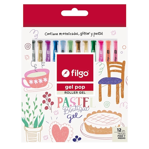 FILGO Roller Gel Pop x12 Pastel Trazo 0.8 mm