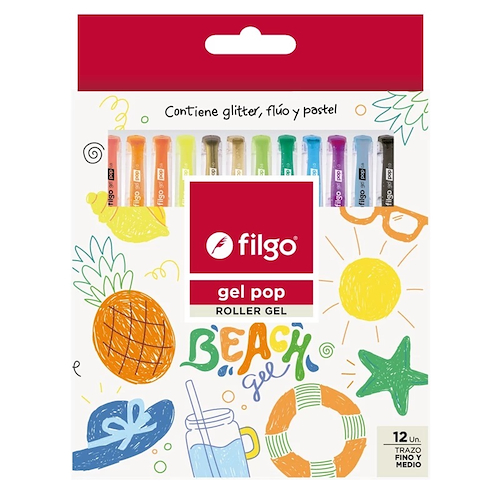 FILGO Roller Gel Pop x12 Beach Trazo 0.8 mm