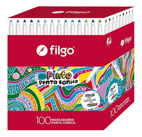 FILGO Marcadores Pinto x 100 Surtido Punta Conica - Tinta al agua