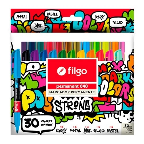 FILGO Marcador Strong x 30 Permanente punta fina 1.0 mm