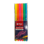 FILGO Marcadores Finos Fluo x 6 Punta mediana de 1.0mm