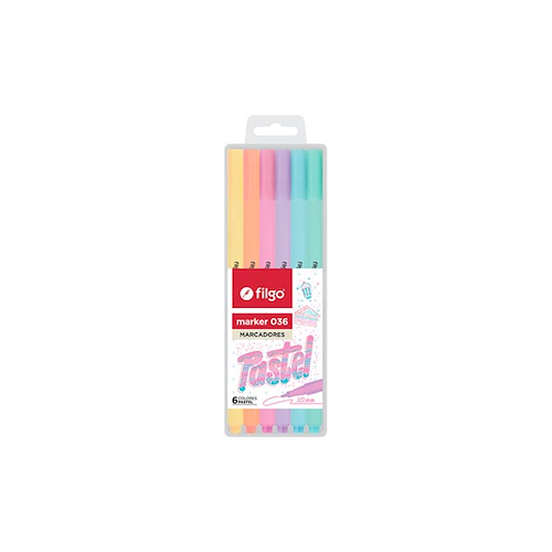 FILGO Marcadores Finos Pastel x 6 Punta mediana de 1.0mm