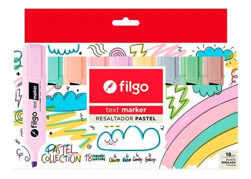 FILGO Resaltadores x18 Text marker Pastel 18 Colores surtidos