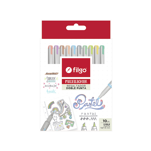 FILGO Multi Lighter  X 10 Pastel Resaltadores Doble punta