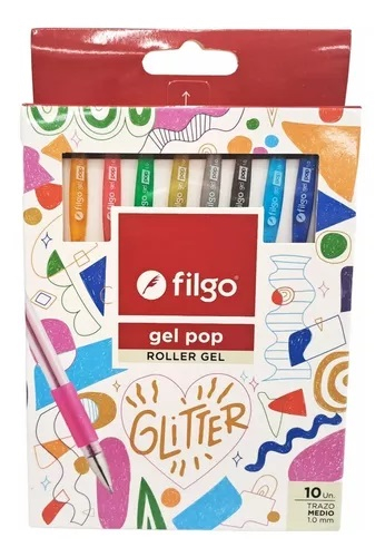 FILGO Roller Gel Pop x10 Glitter Trazo 1 mm