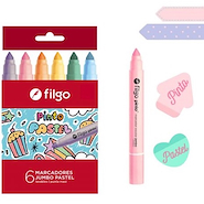 FILGO Marcadores X 6 Jumbo Pastel Tinta al agua