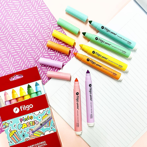 FILGO Marcadores X 6 Jumbo Pastel Tinta al agua