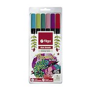 FILGO Marcadores Dúo Brush X 6 Pincel + Punta fina