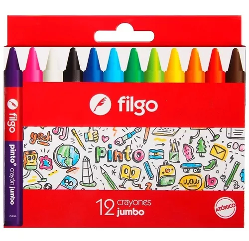 FILGO Crayones de cera x12 Jumbo Crayones Filgo pinto x 12 Jumbo